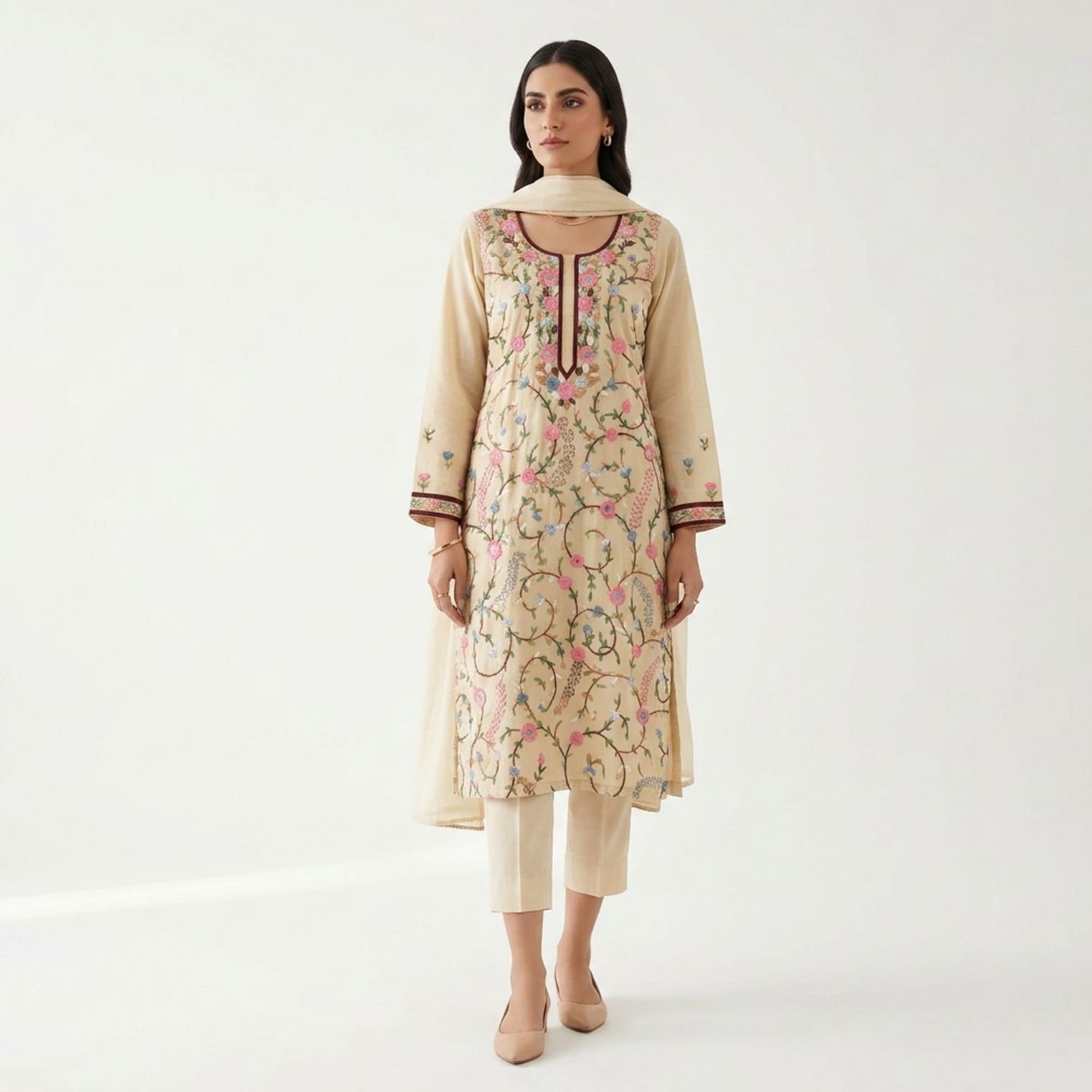 edited beige dress model