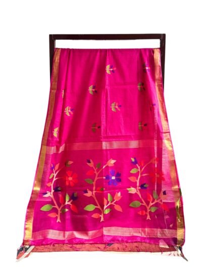 pink jute jamdani